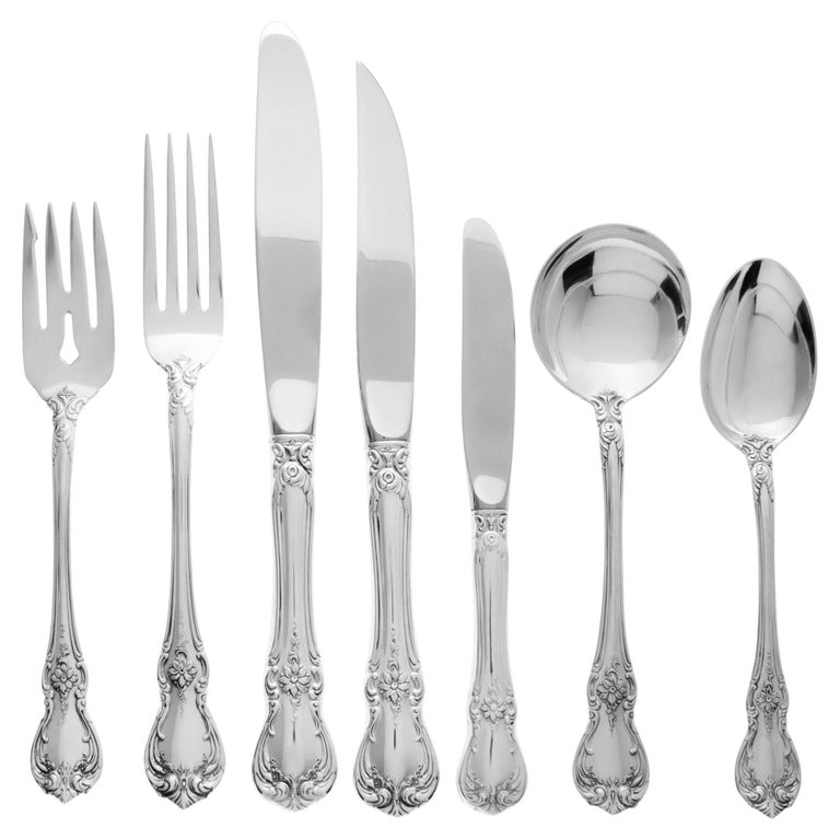Old Master Sterling Silver Flatware Set Patented in 1942 by Towle, 9