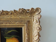 Old Master Style Oil Painting of Lemon on Gold Leaf Carved Wood Frame