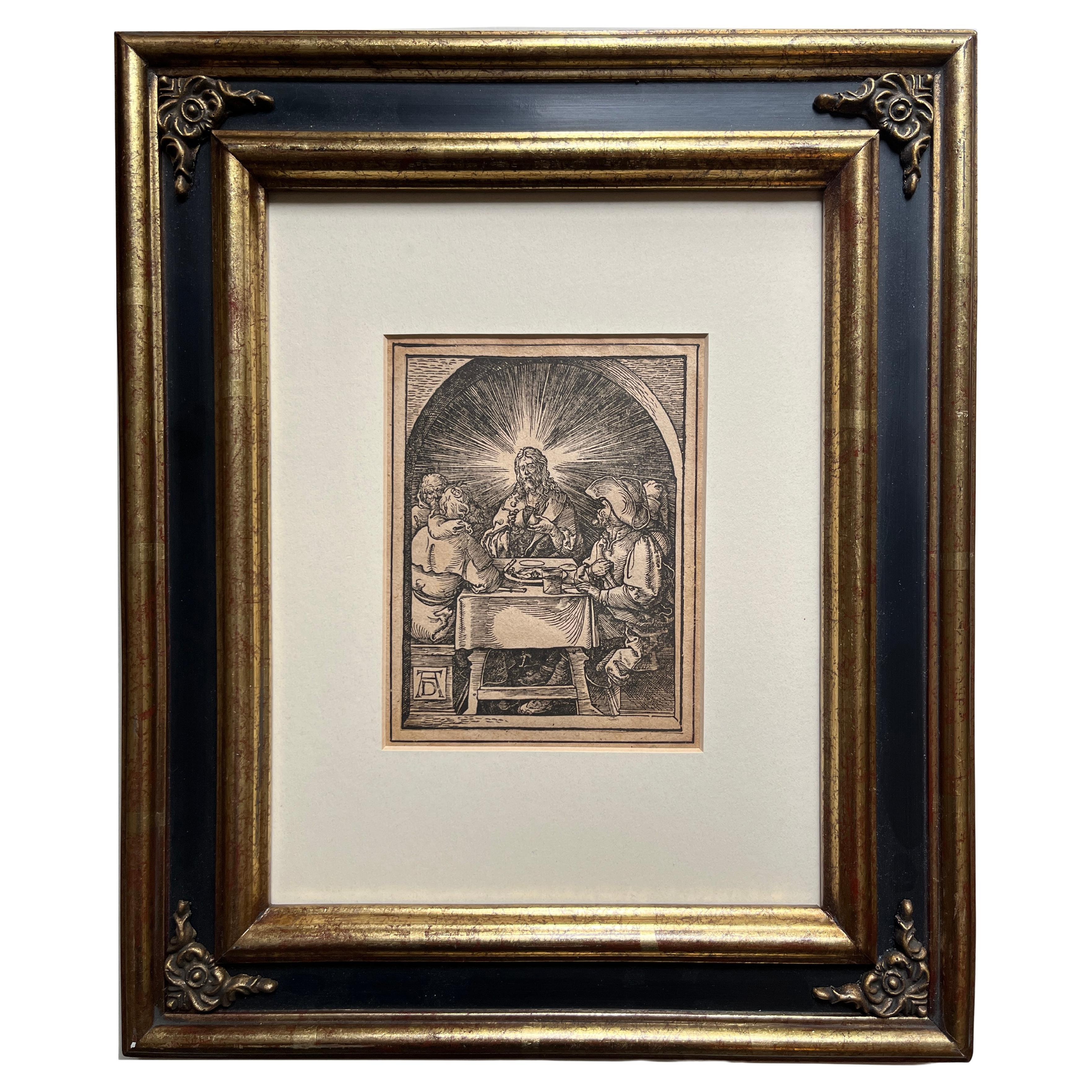 Xilografia antica di Cristo in Emmaus di Johann Mommard, dopo Albrecht Durer