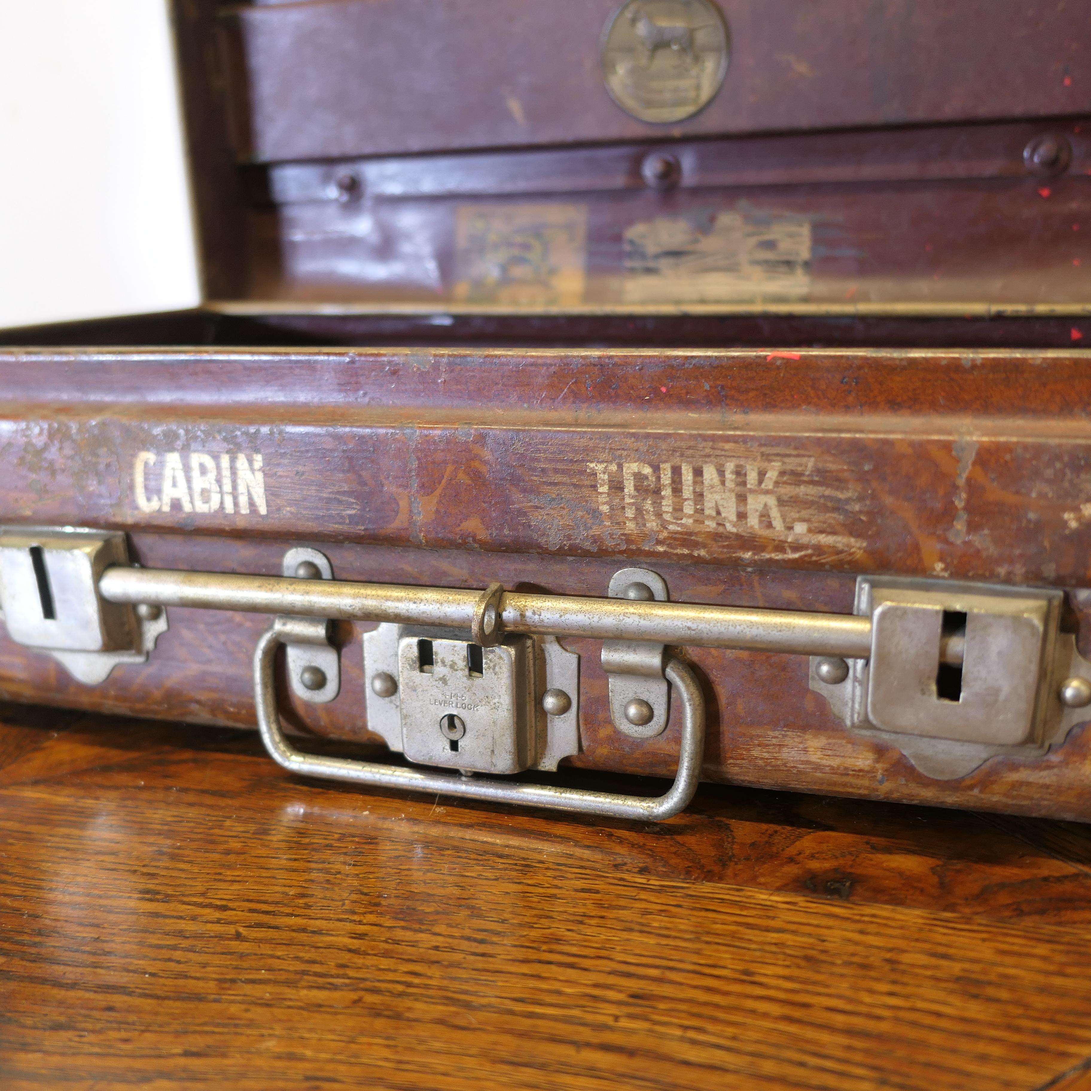 Art Deco Old Metal (Best Steel) Travel Cabin Trunk, Hand Luggage, by T. WILKES & SONS For Sale