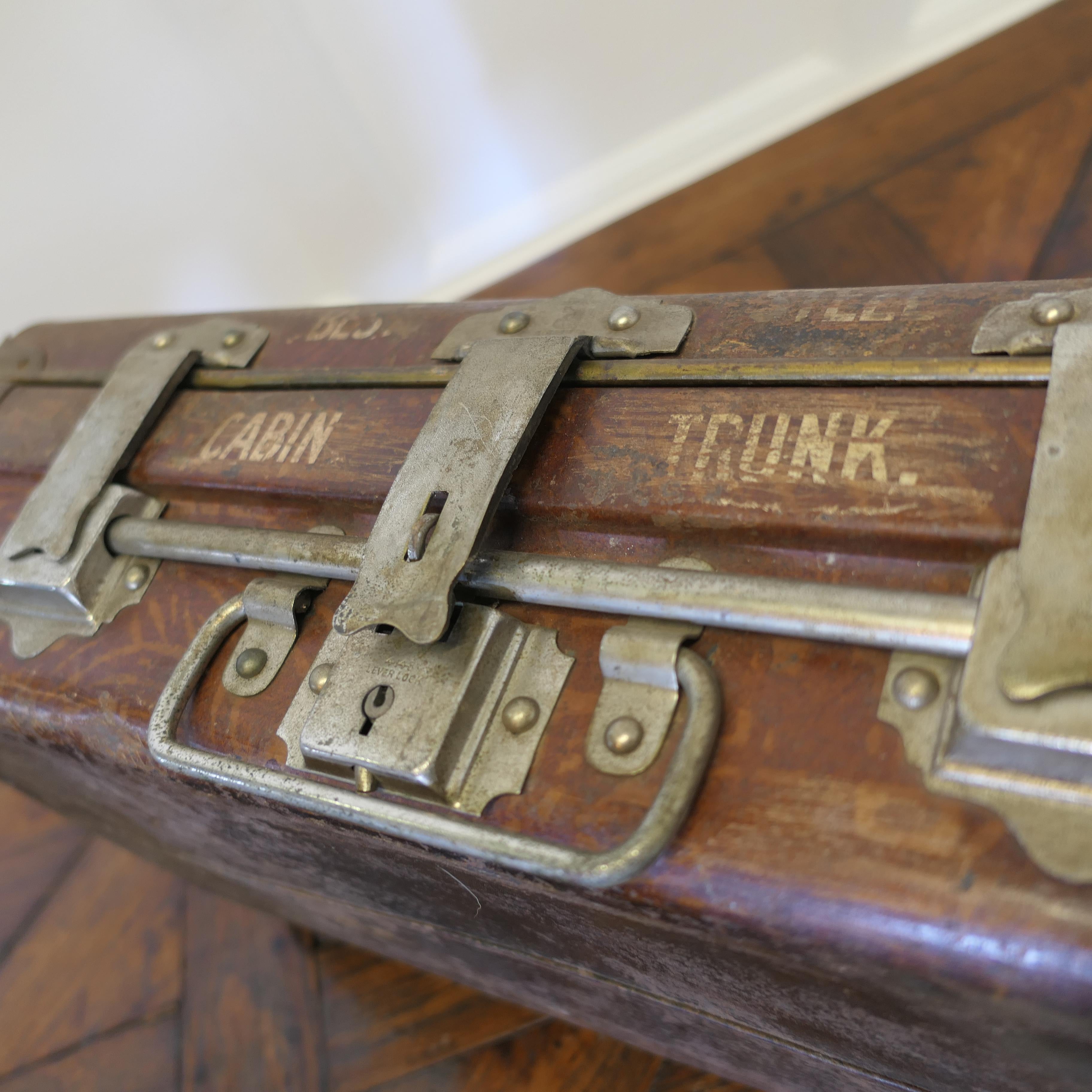 Old Metal (Best Steel) Travel Cabin Trunk, Hand Luggage, by T. WILKES & SONS For Sale 3