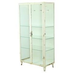 Old Metal Pharmacy Cabinet Medicine Cabinet Glass Industrial 1960s