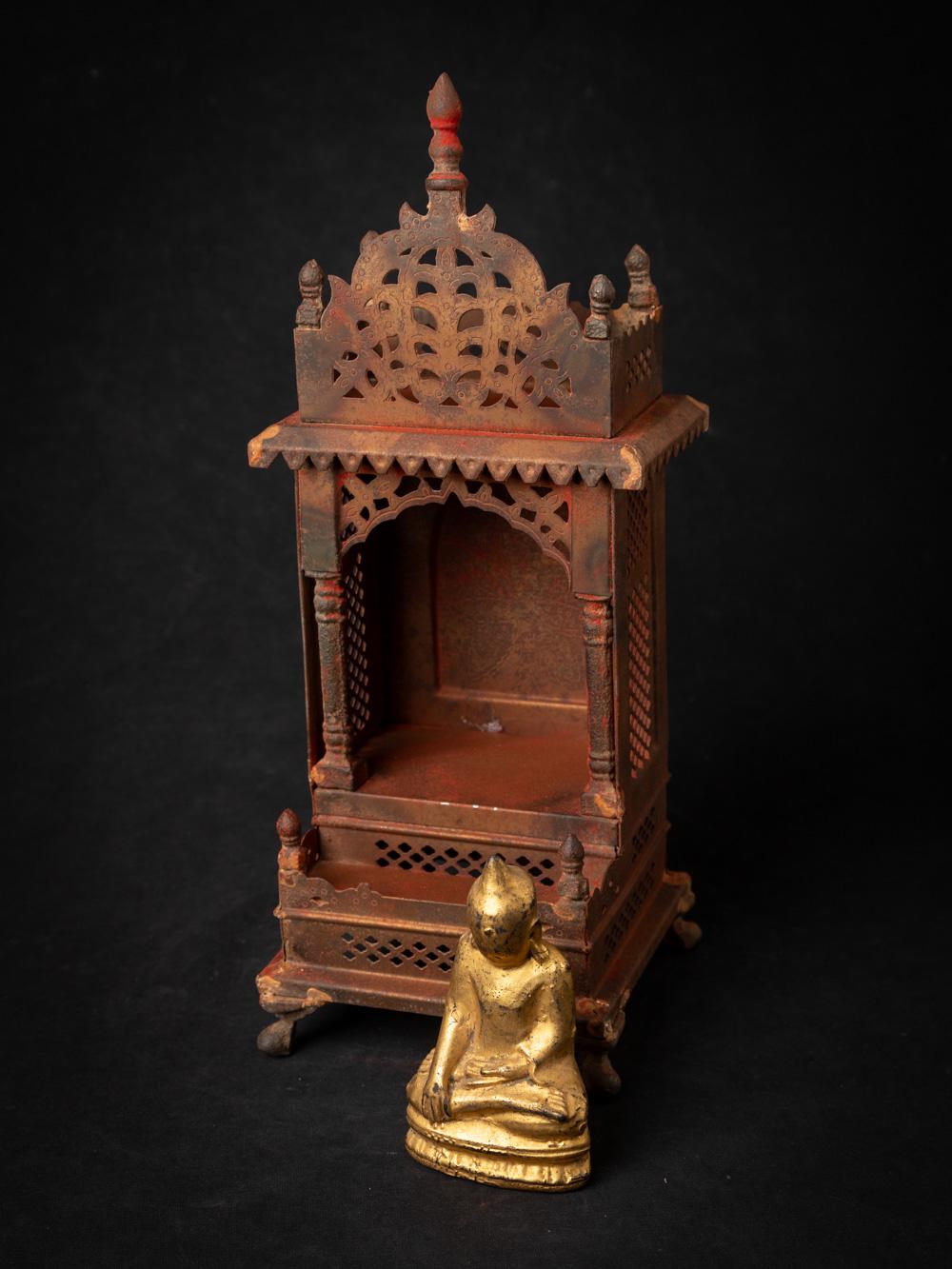 Old metal temple with antique wooden Buddha statue from Nepal For Sale 13