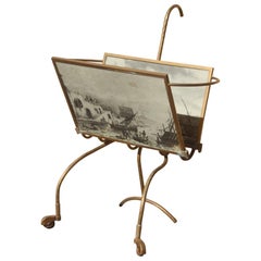 Revistero antiguo de latón de diseño italiano moderno de mediados de siglo Impresiones vintage, años 50