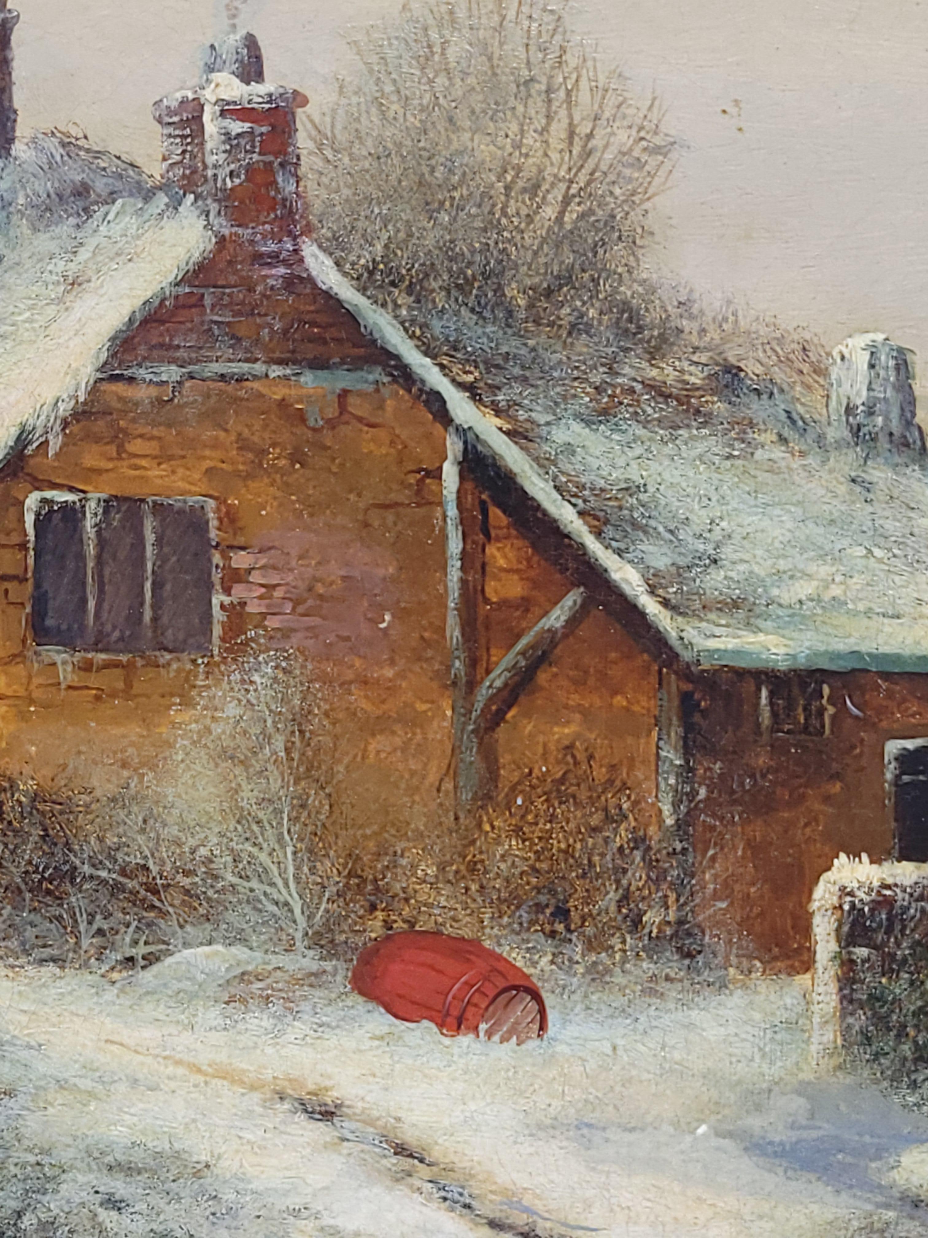 Hand-Painted Old Mill Near Hergarmney by M. Thompson 1837, signed, oil on canvas painting For Sale