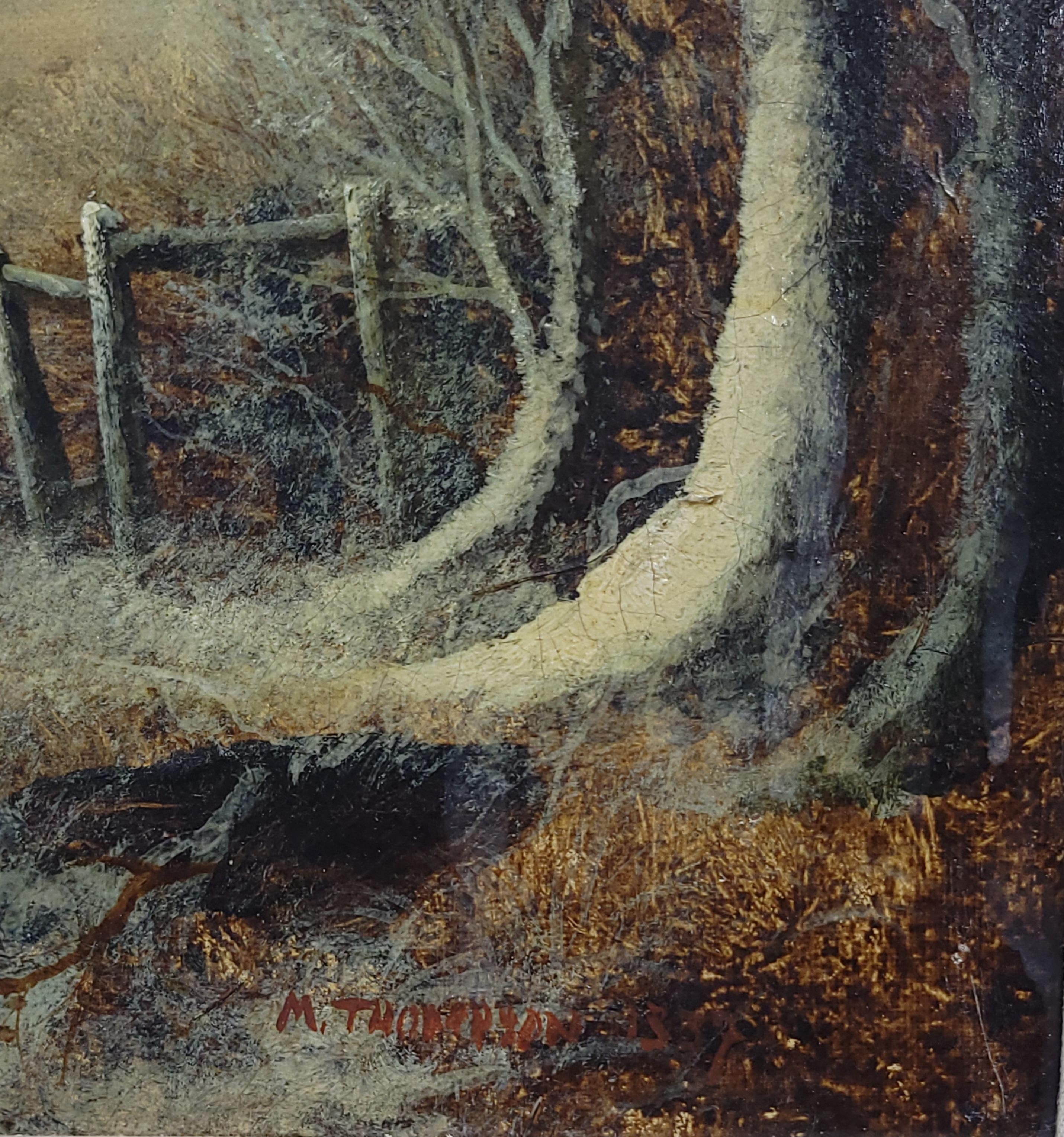 Old Mill Near Hergarmney by M. Thompson 1837, signed, oil on canvas painting In Good Condition For Sale In Centennial, CO