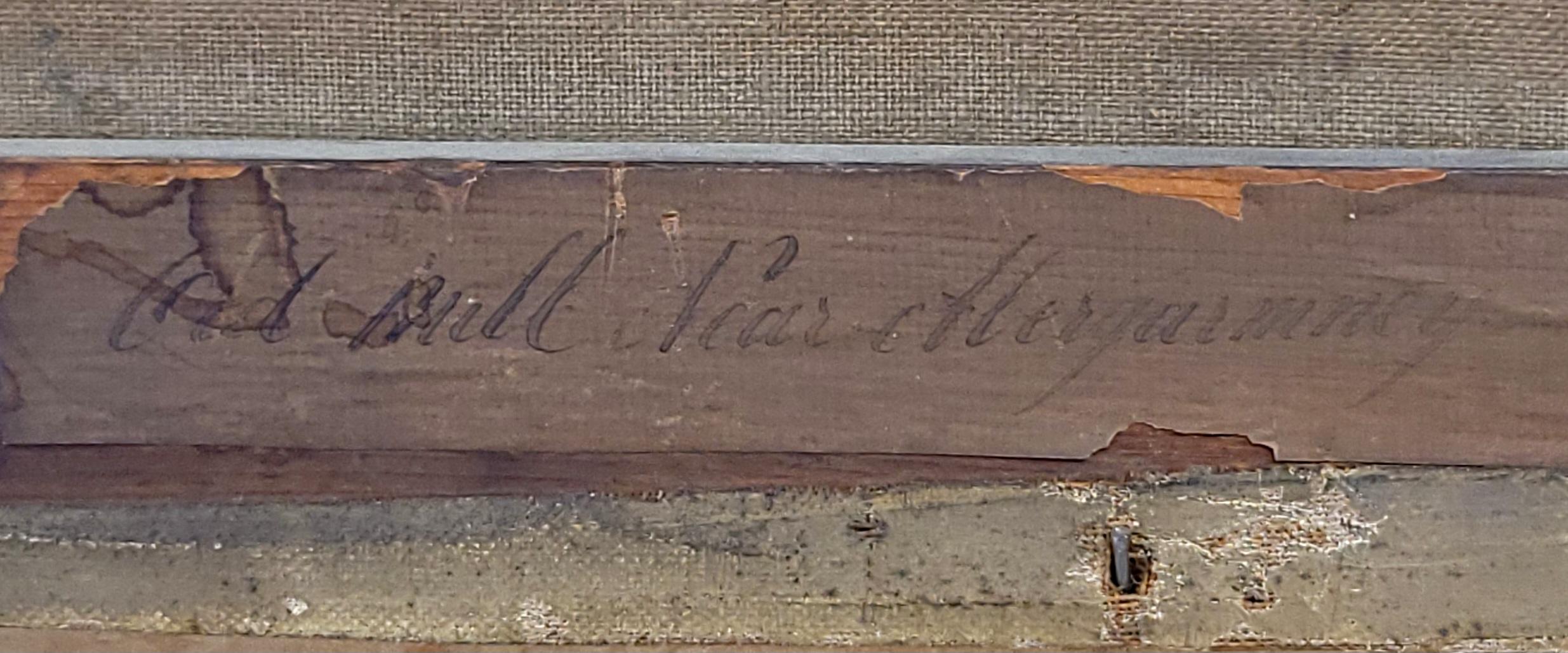 Canvas Old Mill Near Hergarmney by M. Thompson 1837, signed, oil on canvas painting For Sale