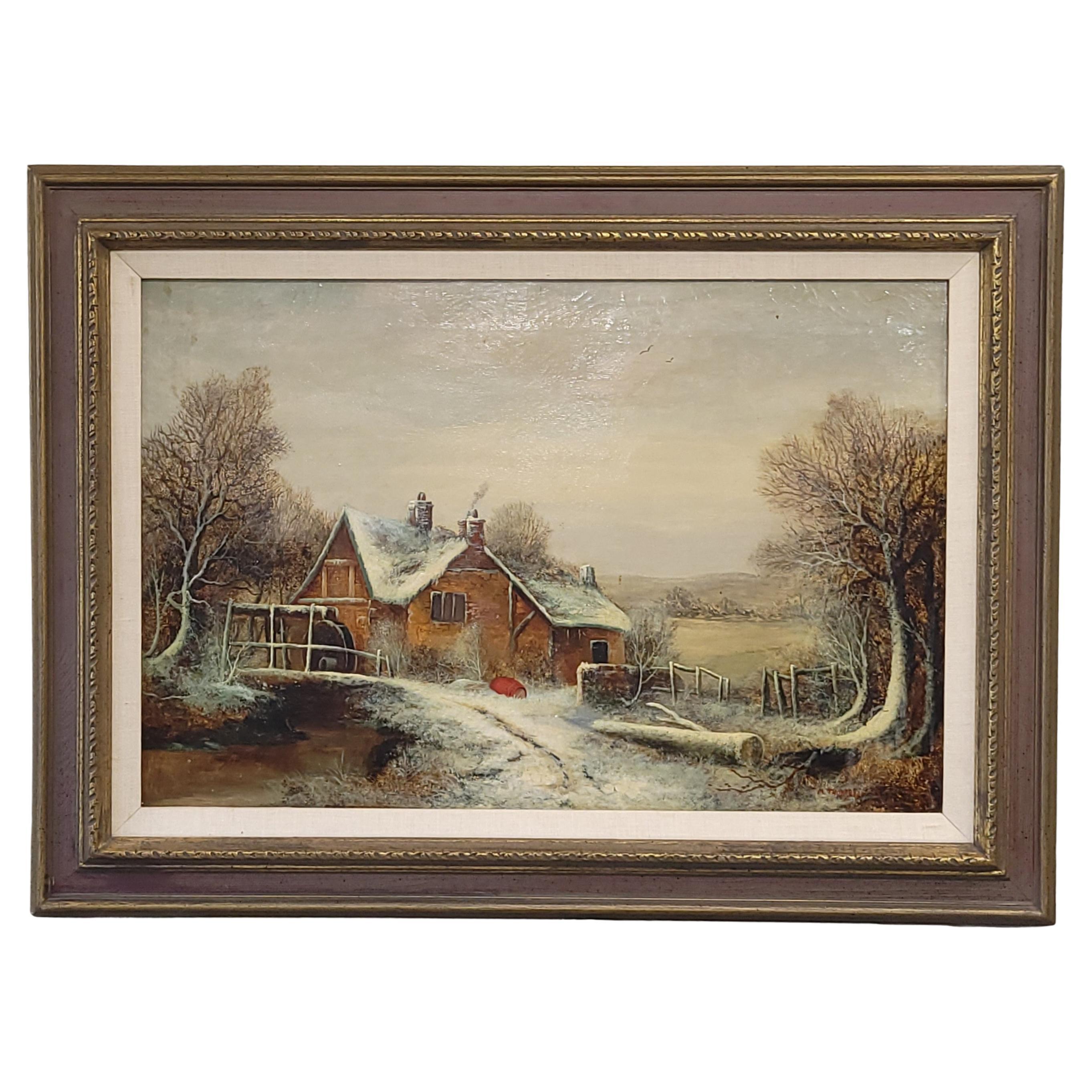 Old Mill Near Hergarmney by M. Thompson 1887, signed, oil on canvas painting