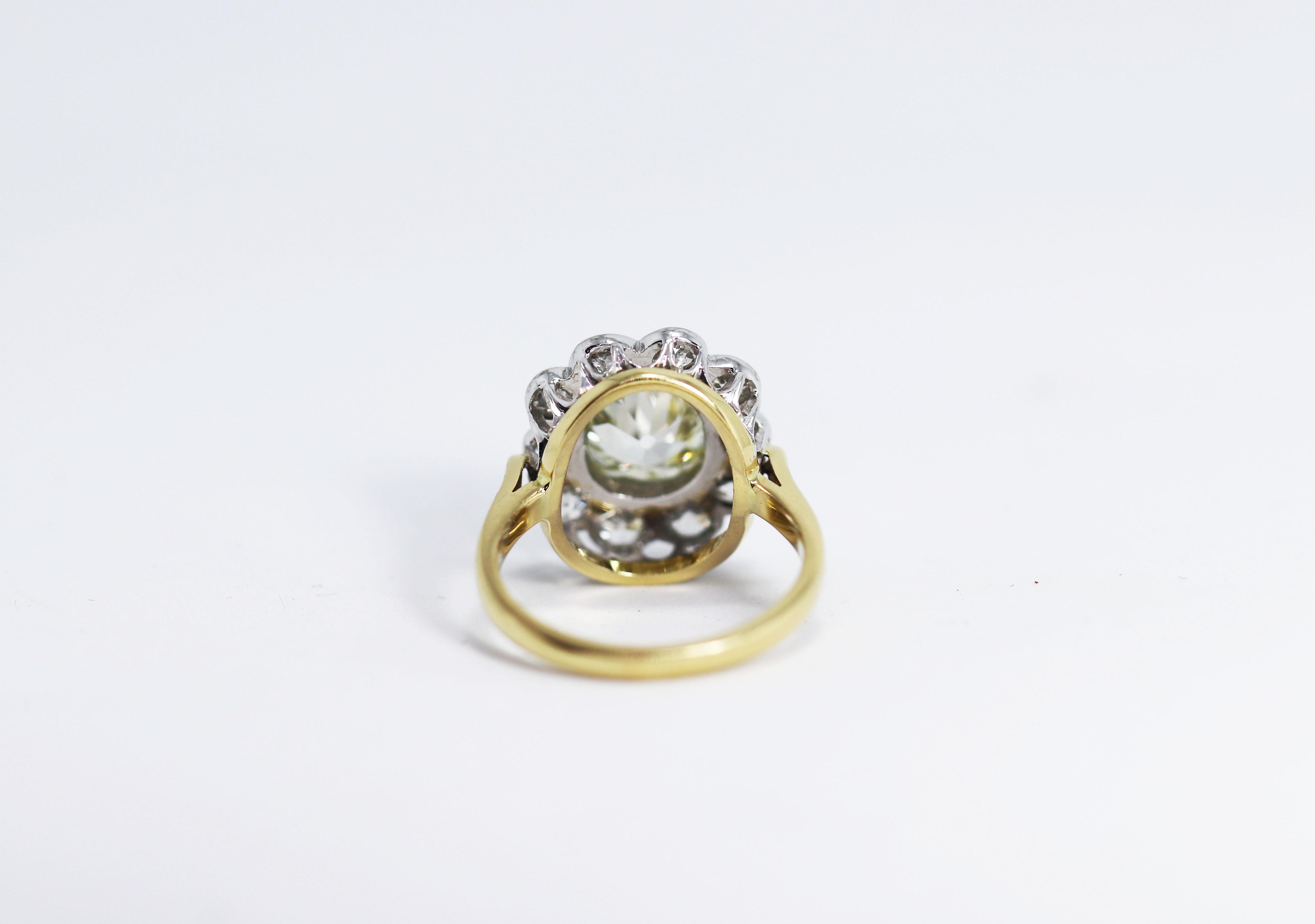 cushion cut cluster diamond ring