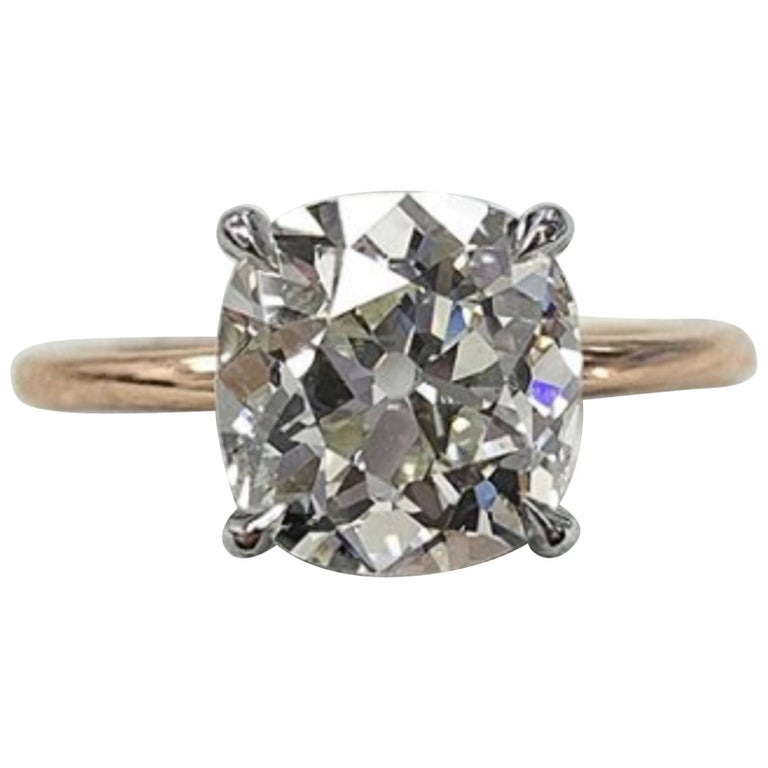 Old Mine 1 Carat Cushion Cut Solitaire Ring