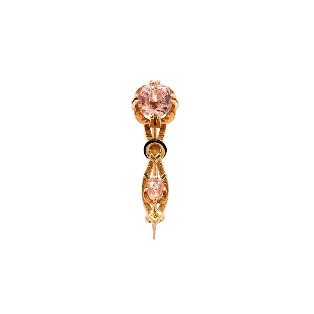 Taglio cuscino Ciondolo con spilla antica in oro e smalto e Kunzite Peach della Vecchia Miniera in vendita