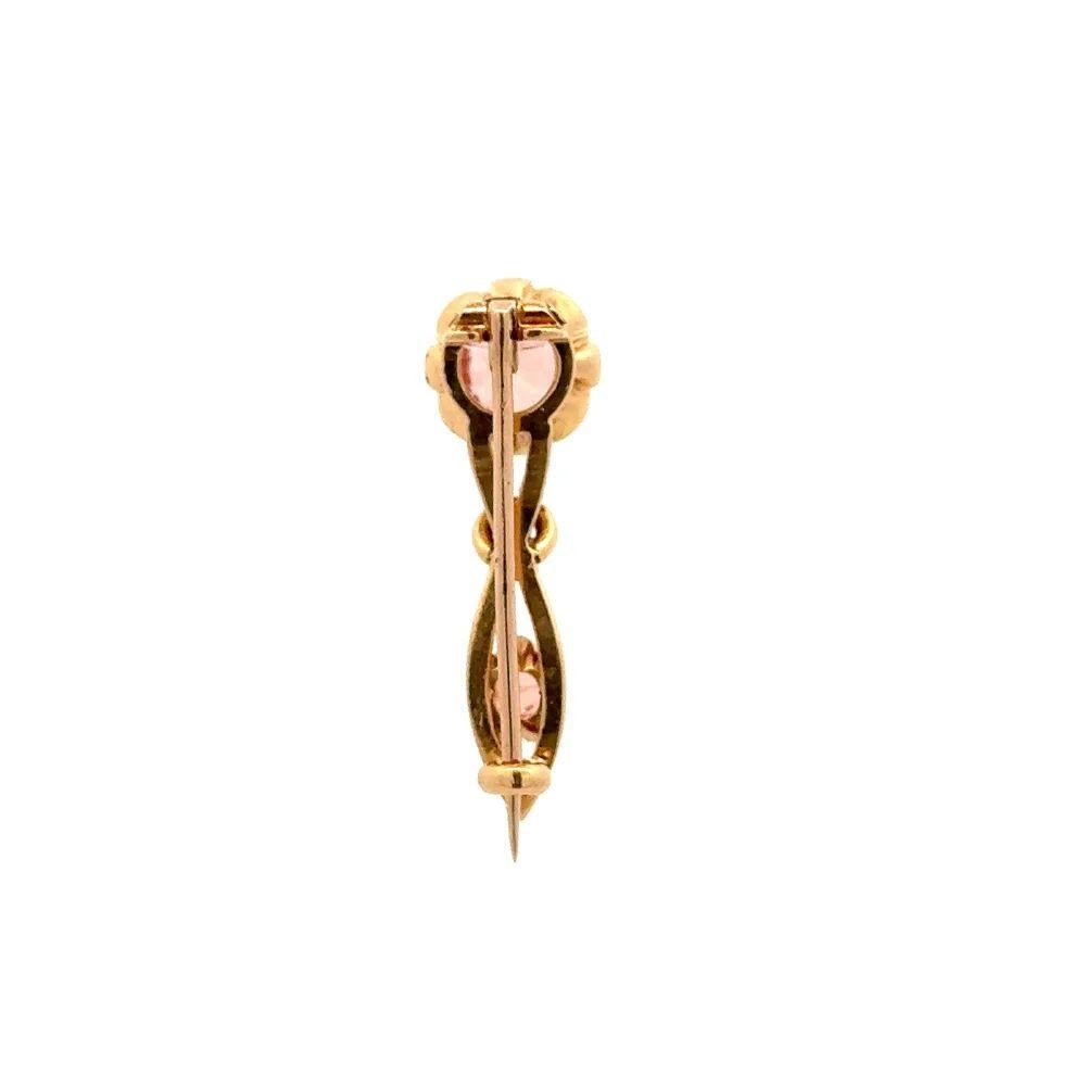 Ciondolo con spilla antica in oro e smalto e Kunzite Peach della Vecchia Miniera In condizioni ottime in vendita a Montreal, QC