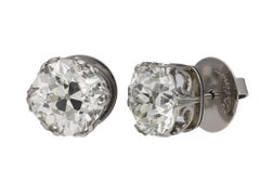 Old Mine Cushion Shape Diamond Stud Earrings, circa 1920