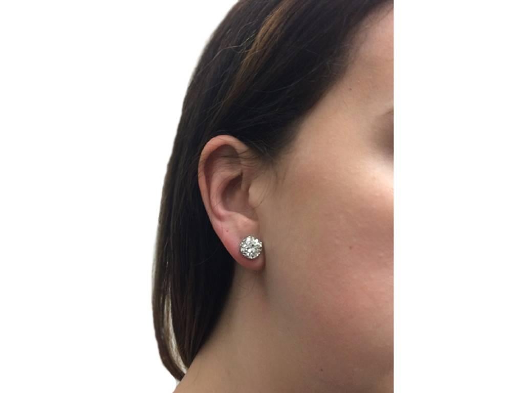 Old Mine Cushion Shape Diamond Stud Earrings, circa 1920 In Good Condition For Sale In London, GB