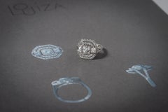 Old Mine Cut 1 ct. Diamond Ring with Diamond Baguettes 0.5 ct.