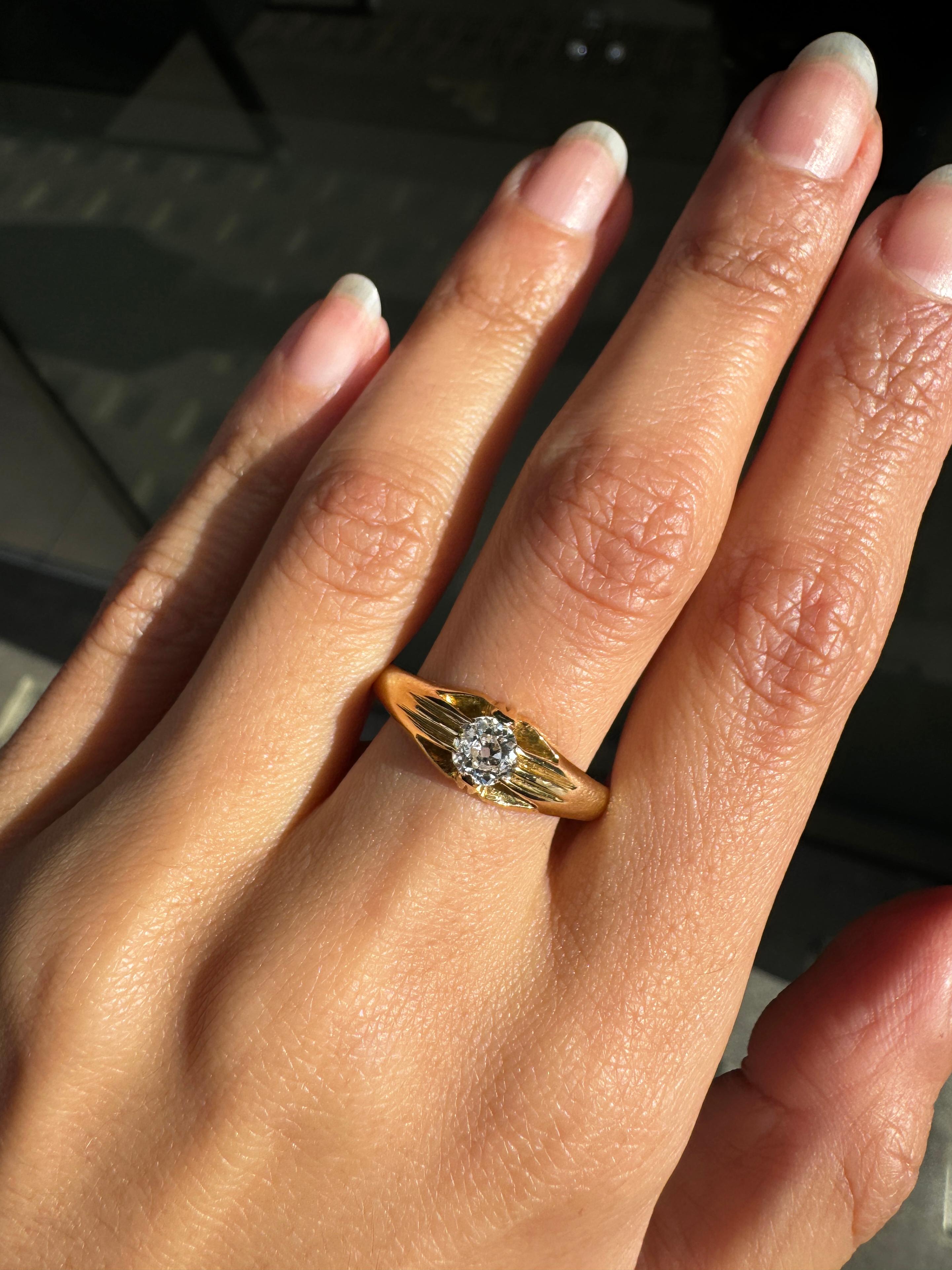 Anillo solitario para caballero en oro amarillo de 18 quilates, Chester 1938 en Bueno estado para la venta en London, GB
