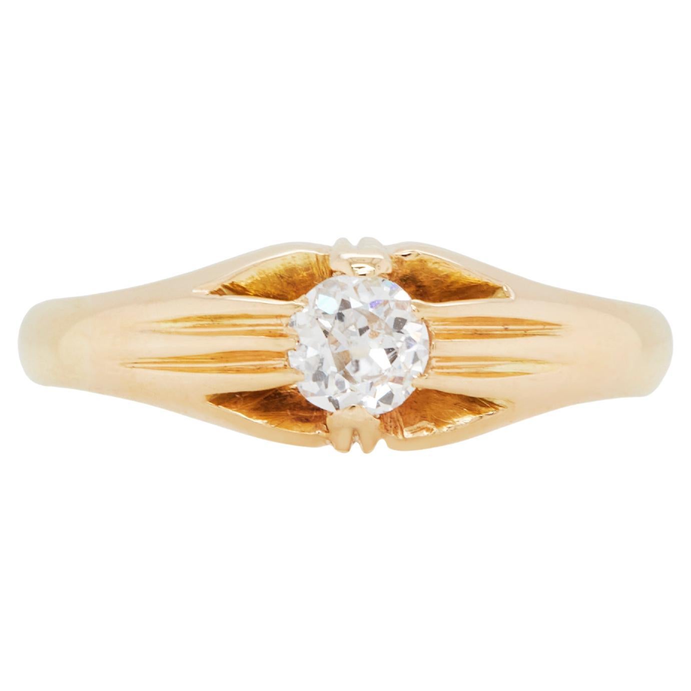 Anillo solitario para caballero en oro amarillo de 18 quilates, Chester 1938 en venta