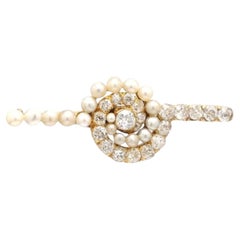 Old Mine Cut Diamond and Pearl Brooch