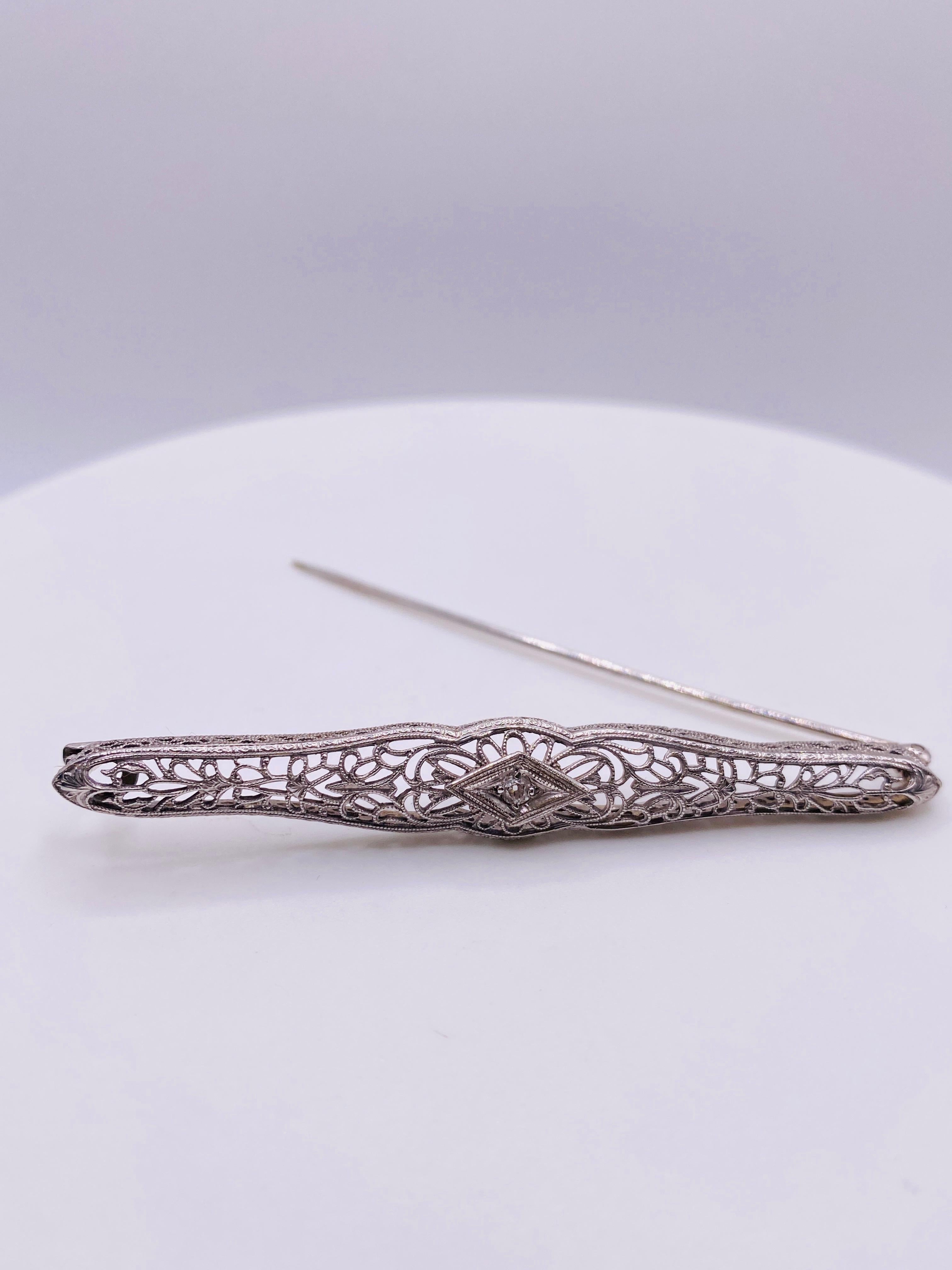 Old Mine Cut Diamond Antique Reproduction Brooch Pin In Good Condition For Sale In DALLAS, TX