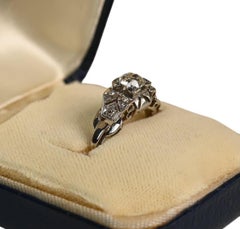 Old Mine Engagement Ring. Vintage 0.50ct Diamond Geometric Accent Ring ISI1 1930