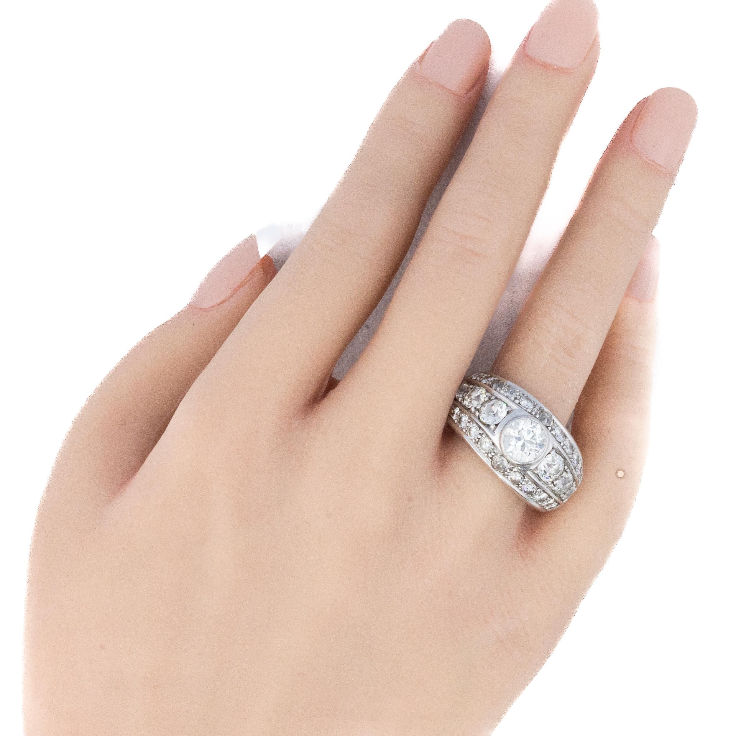 Art déco Bandeau dôme en diamant taillé à l'ancienne en vente