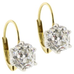 Old Mine Cut Diamond Earrings in 18 Karat Yellow Gold