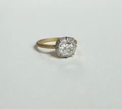 Old Mine Cut Diamond Verlobungsring in 18 K Gold und Platin, GIA zertifiziert.