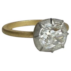 Old Mine Cut Diamond Verlobungsring in 18 K Gold und Platin, GIA zertifiziert.