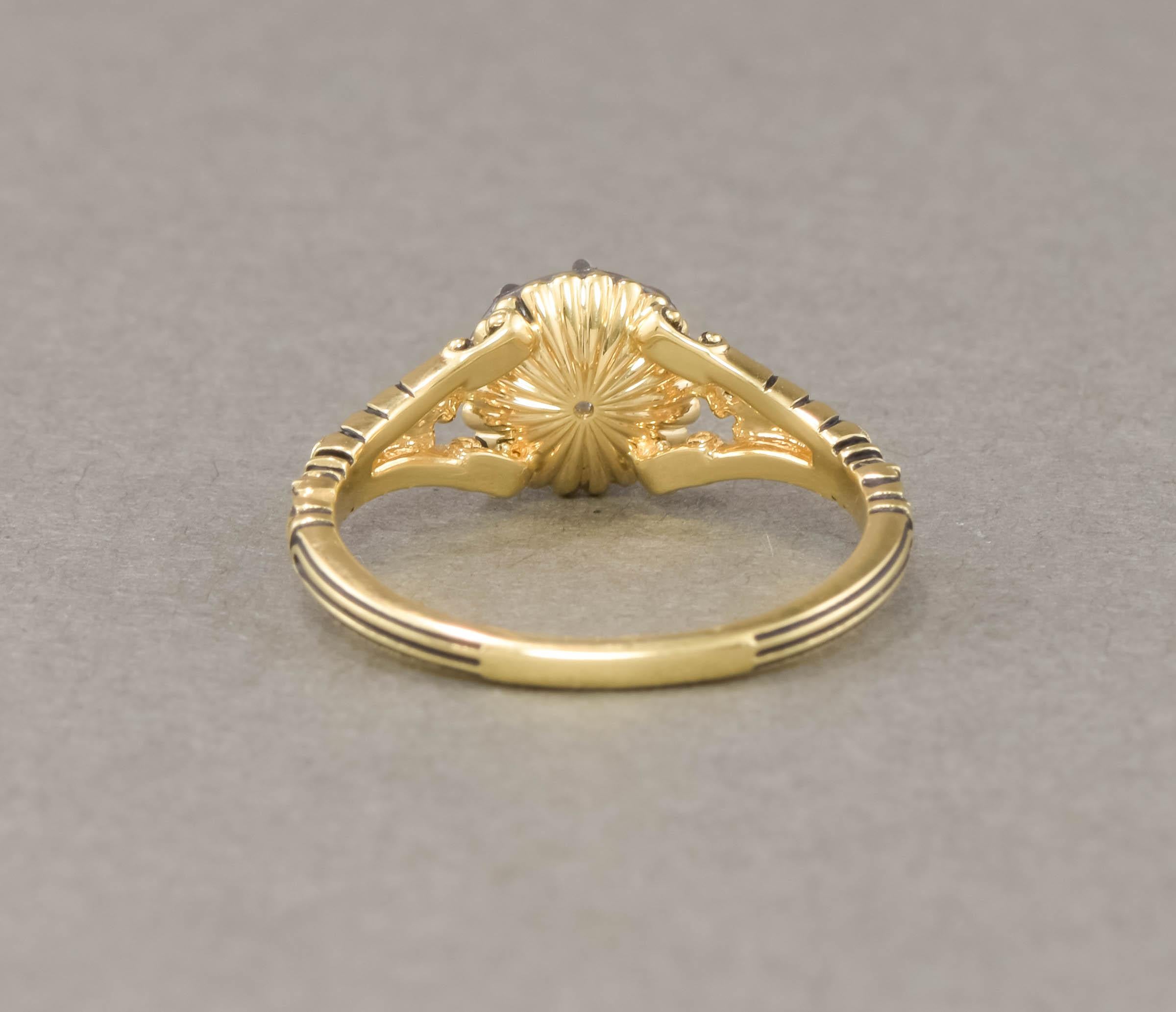 Old Mine Cut Diamond Engagement Ring - Original Georgian Diamond & Setting For Sale 1
