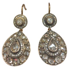 Pendientes de oro con diamantes talla mina antigua