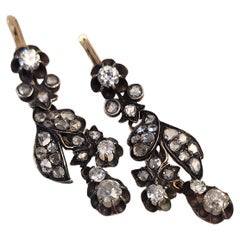 Old Mine Cut Diamond Gold Earrings