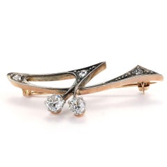 Old Mine Cut Diamond Pin in Platinum/18 Karat Gold/ 14 Karat Gold