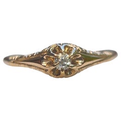 Old Mine Cut Diamond Ring in 14 Karat Gold, Early 1900s