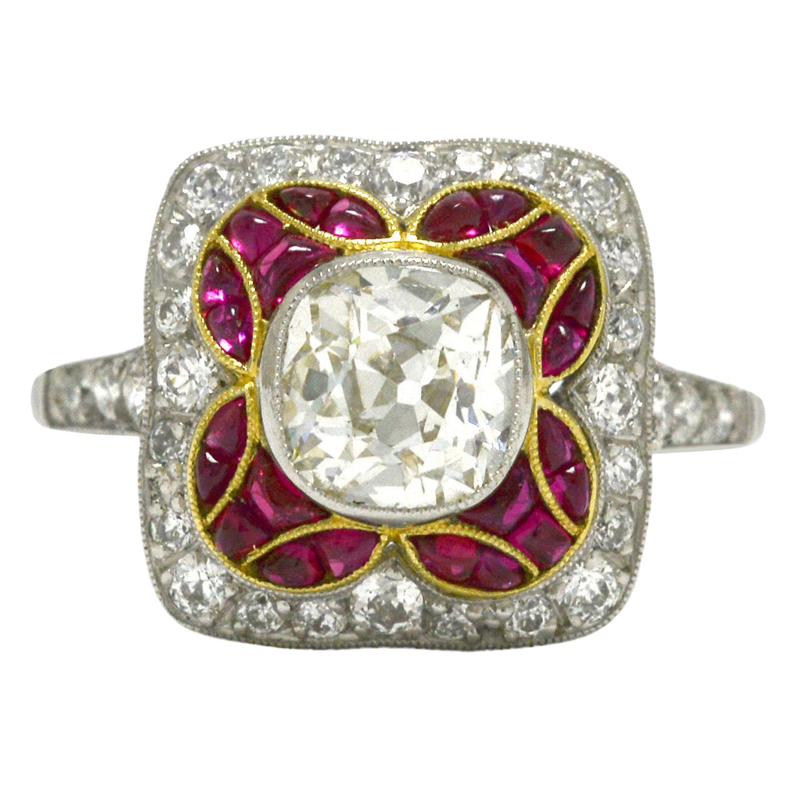 Antique Georgian Old Mine Cut Diamond Blue Enamel Ring For Sale at ...