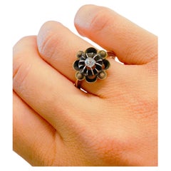 Old Mine Cut Diamond Solitair Gold Ring