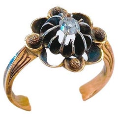 Anillo de Oro Solitario con Diamantes talla Mina Antigua