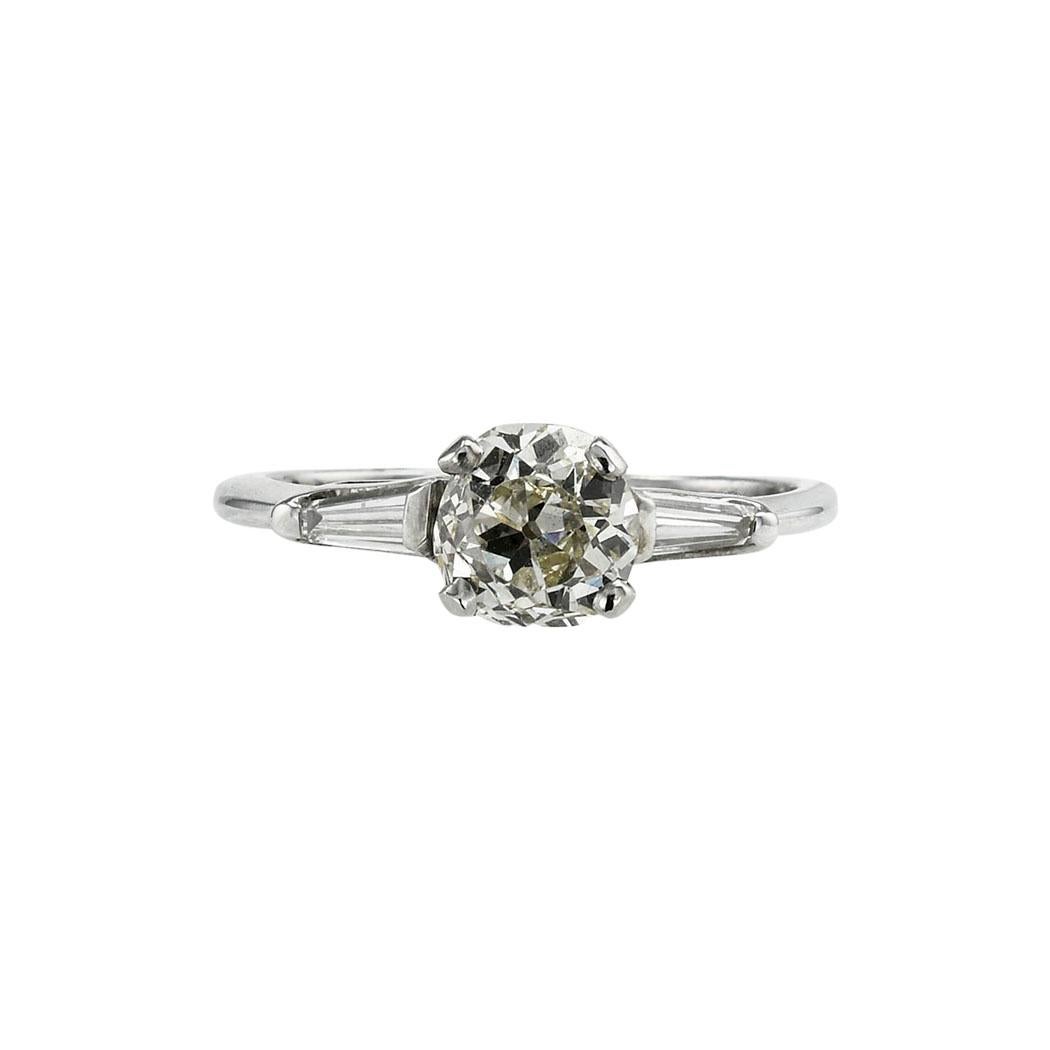 Modern Old Mine Cut Diamond Solitaire Engagement Ring