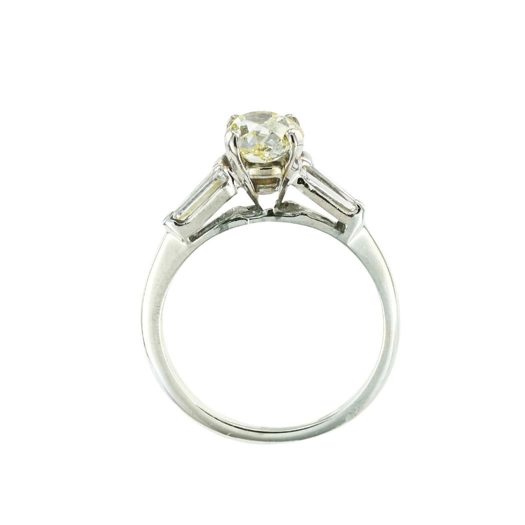 Old Mine Cut Diamond Solitaire Engagement Ring In Good Condition In Los Angeles, CA