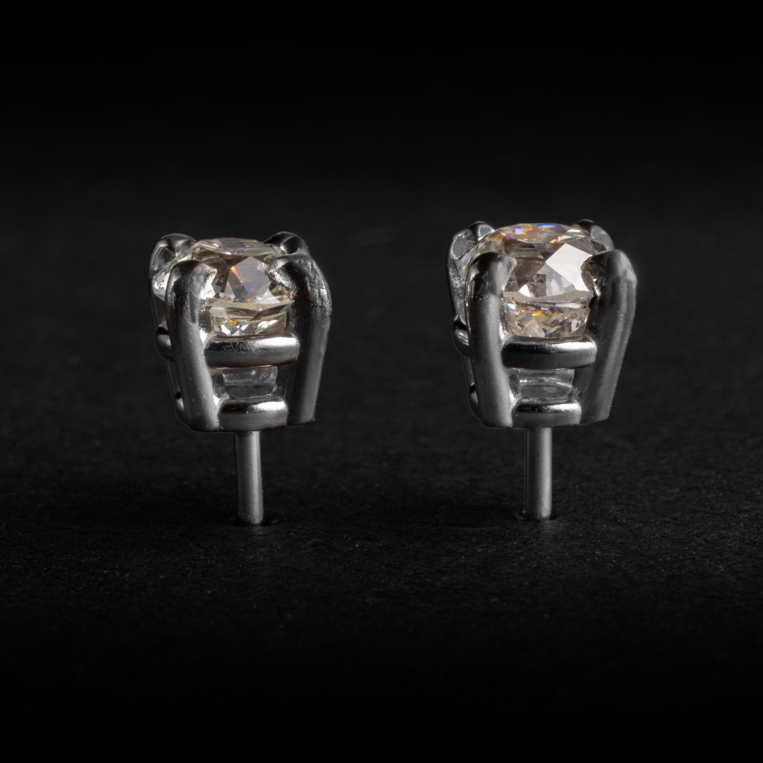 Contemporary Old-Mine Cut Diamond Stud Earrings
