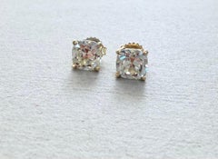 Old Mine Cut Diamond Stud Earrings In 18 Karat Yellow Gold.
