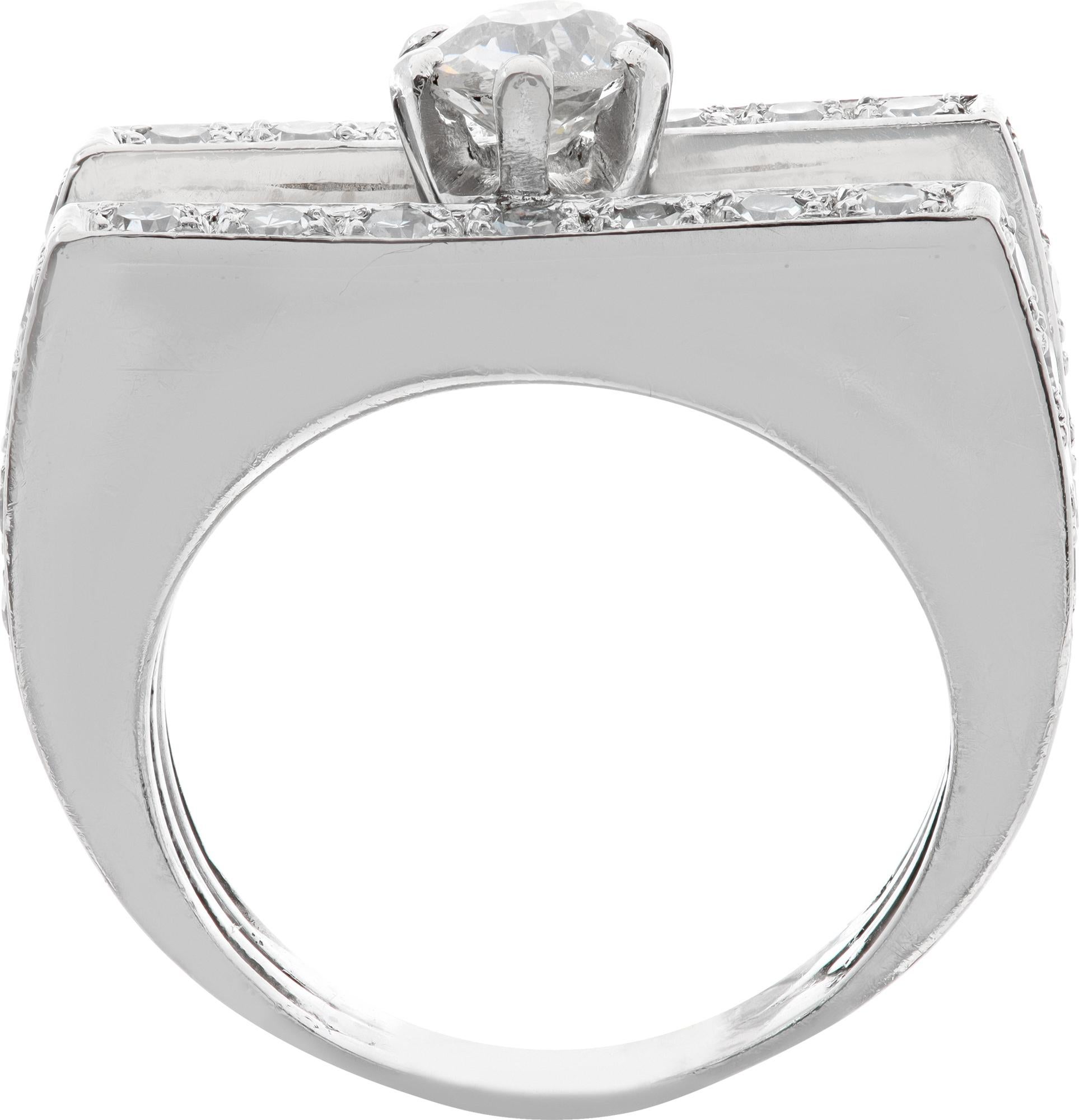 Men's Old Mine Cut Diamond White Gold Ring For Sale