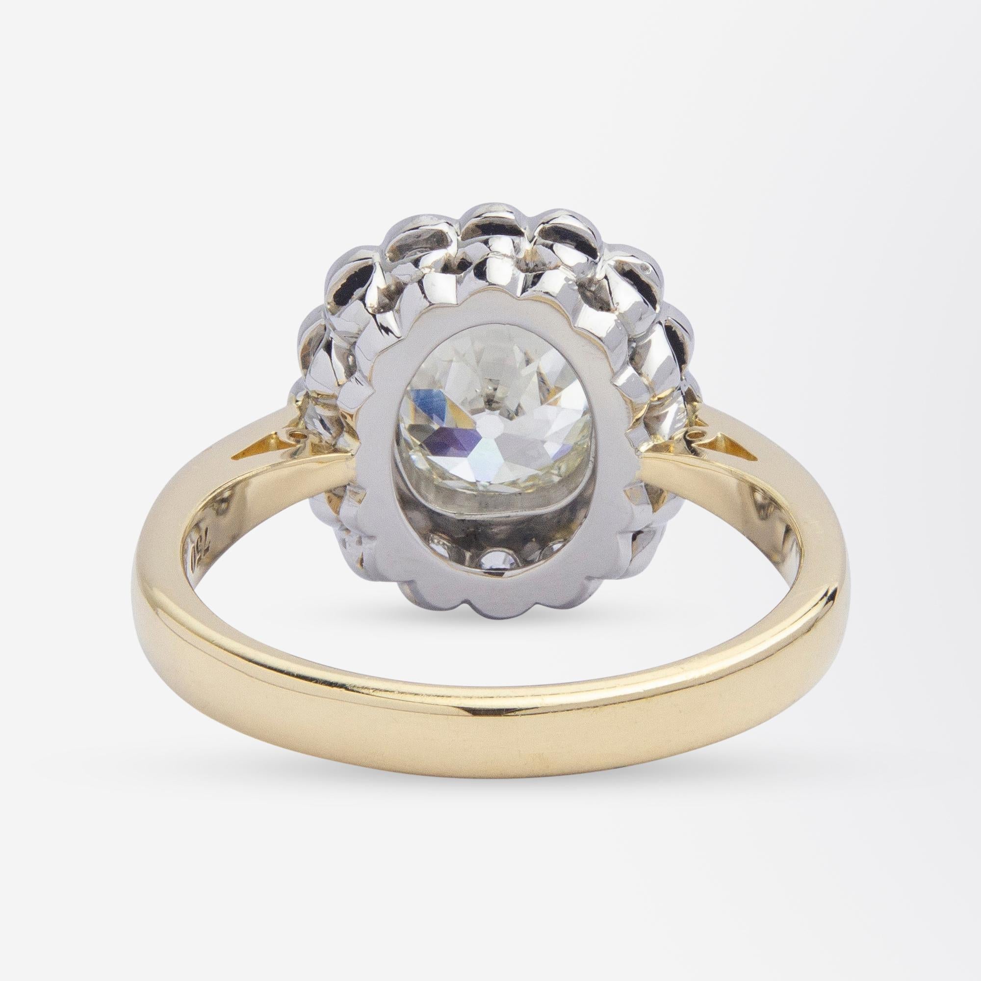 Old Mine Cut & Old European Cut Diamant Cluster Ring für Damen oder Herren im Angebot