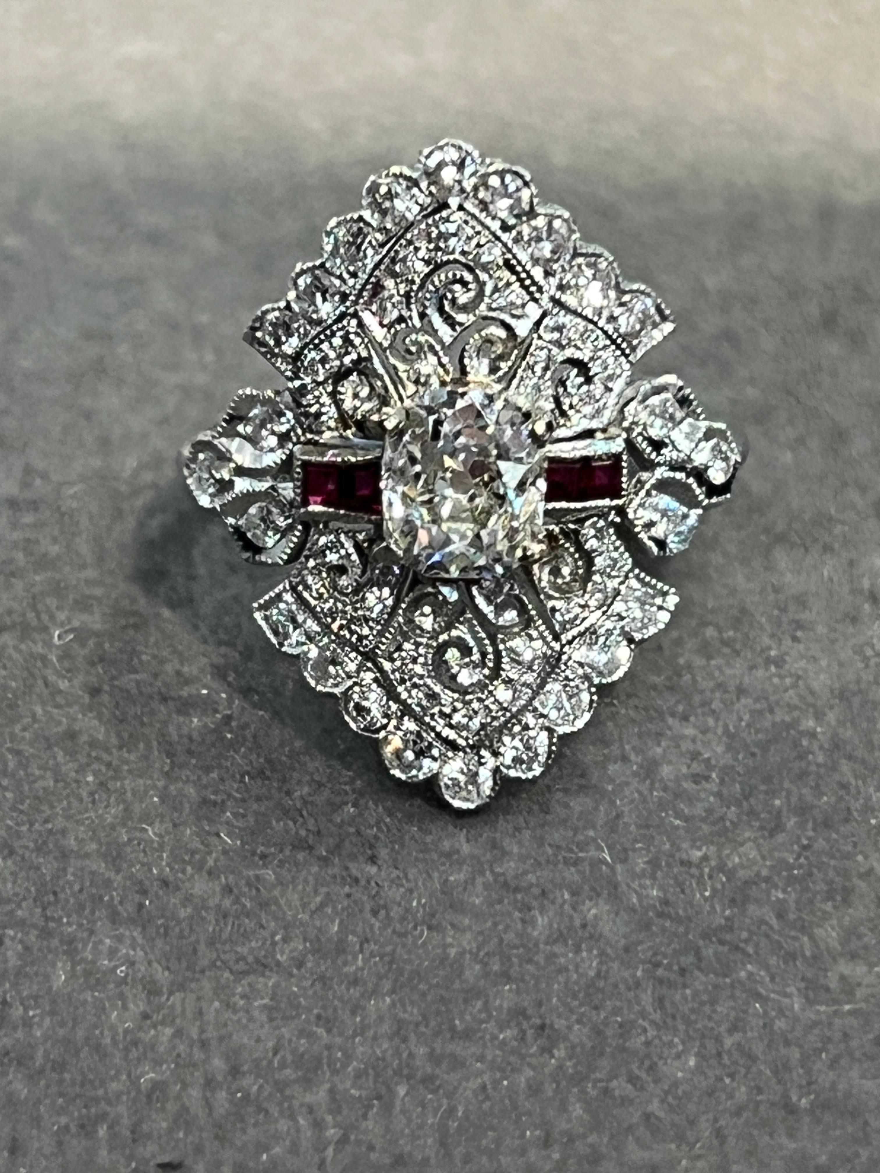 Bague en diamant et rubis ancienne mine Pour femmes en vente