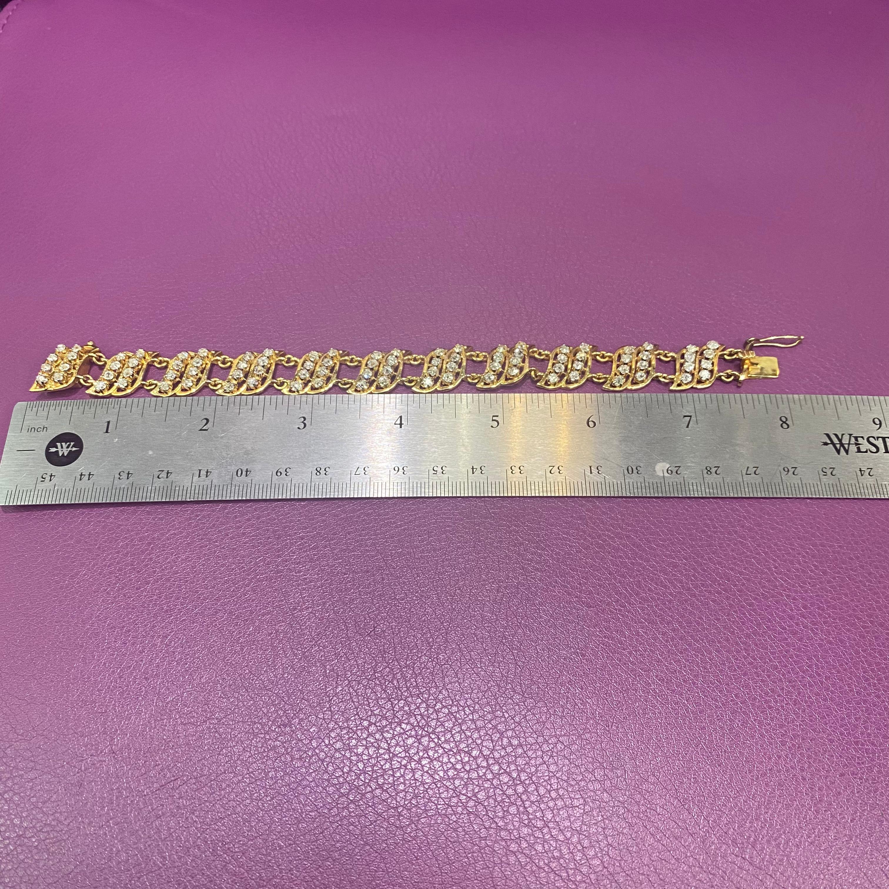 Women's Old Mine Diamond and Yellow Gold Bracelet For Sale