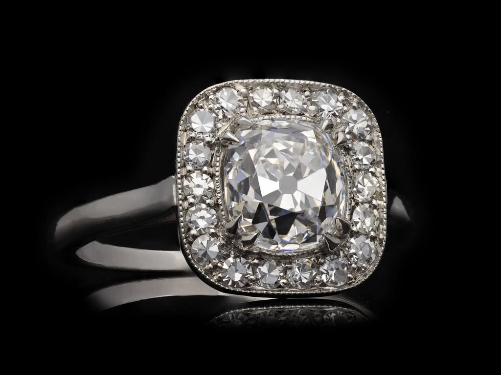 Art Deco Old Mine Diamond Coronet Cluster Ring, circa 1920 For Sale