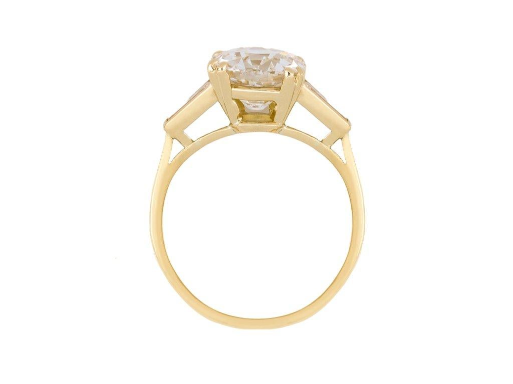 Old Mine Cut Old mine diamond flanked solitaire ring. For Sale