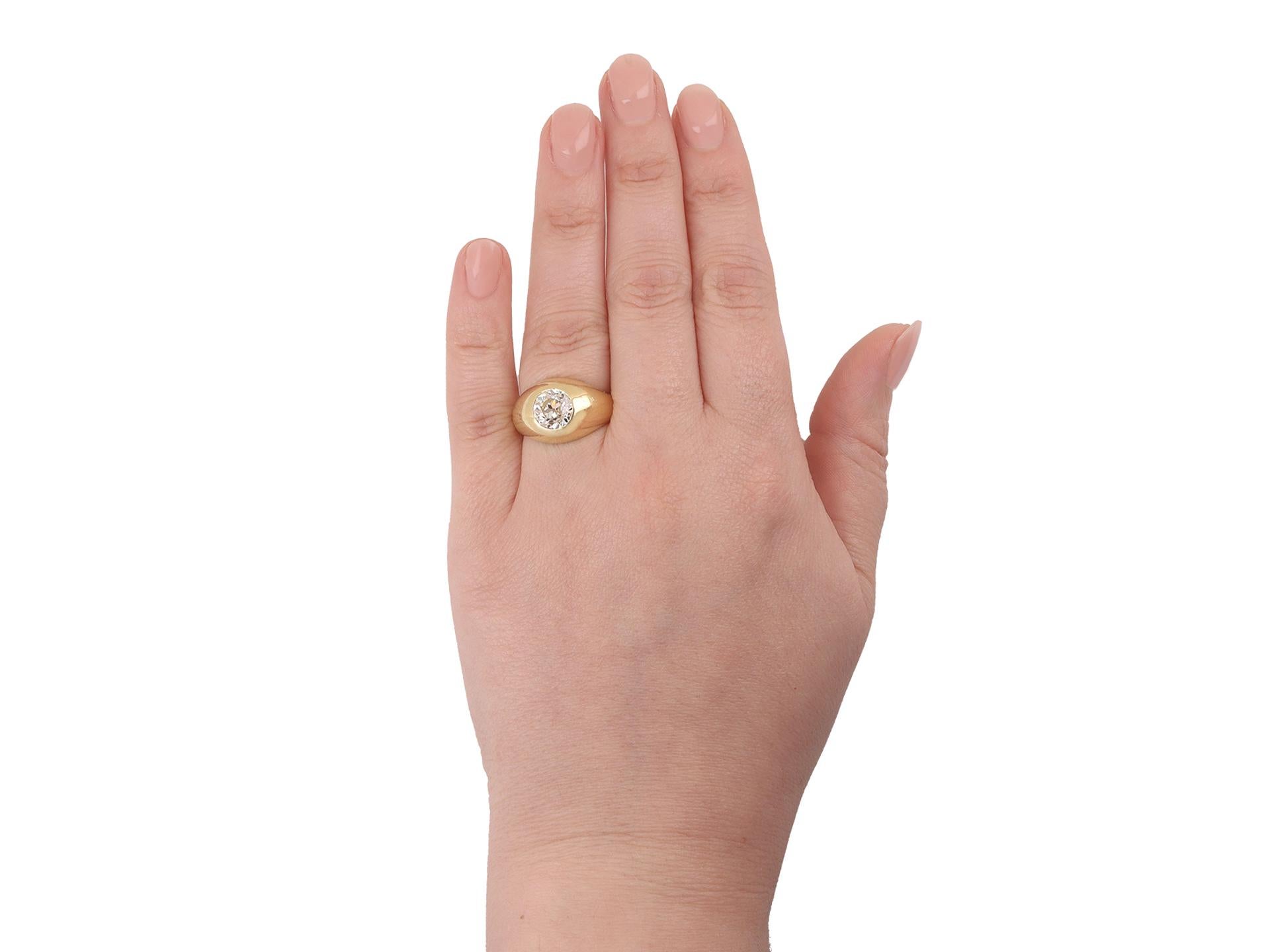 Old Mine Cut Old mine diamond gypsy ring, circa 1900. For Sale