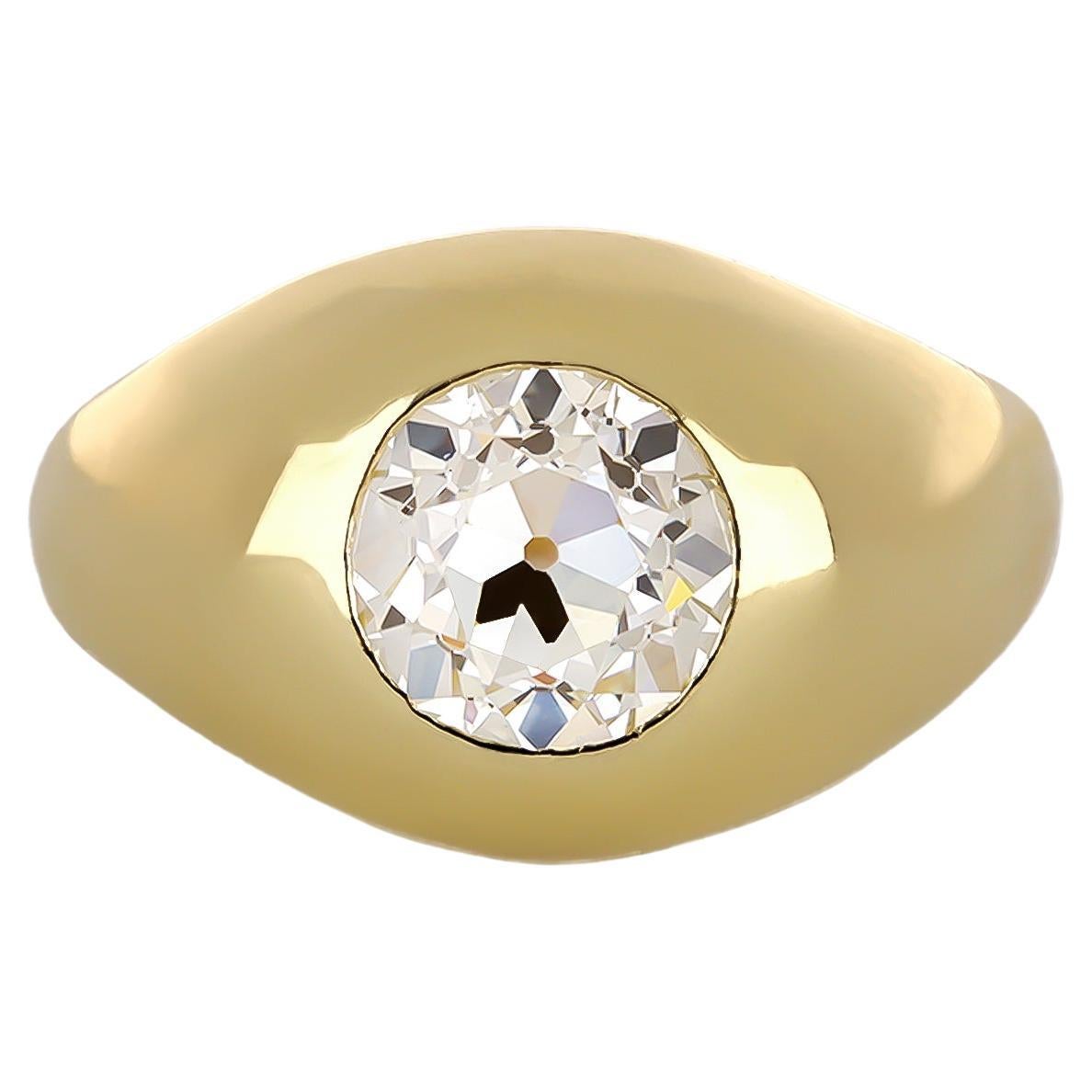 Old mine diamond gypsy ring, circa 1900.