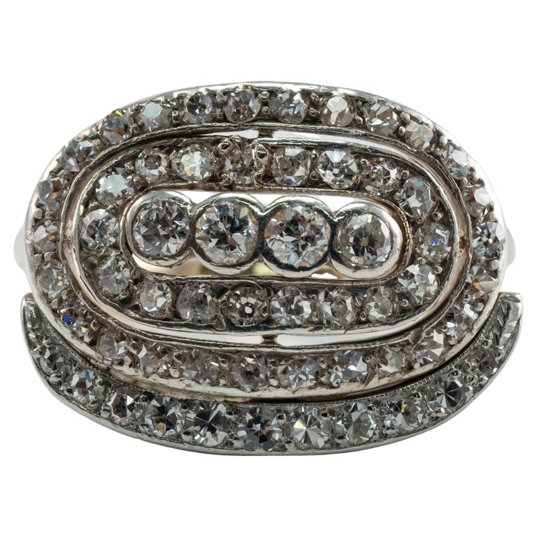 Old Rng Old Mine Diamond Ring 14K Gold Cluster Cocktail Vintage 2.16 TDW For ...