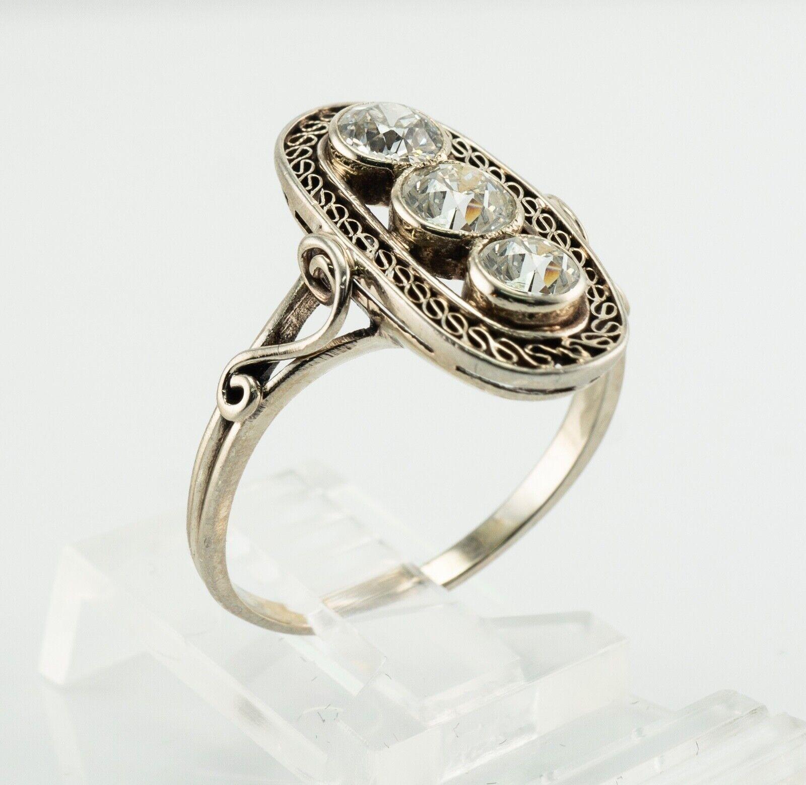 Old mine Diamond Ring 14K White Gold Art Deco 1.30 TDW For Sale 5
